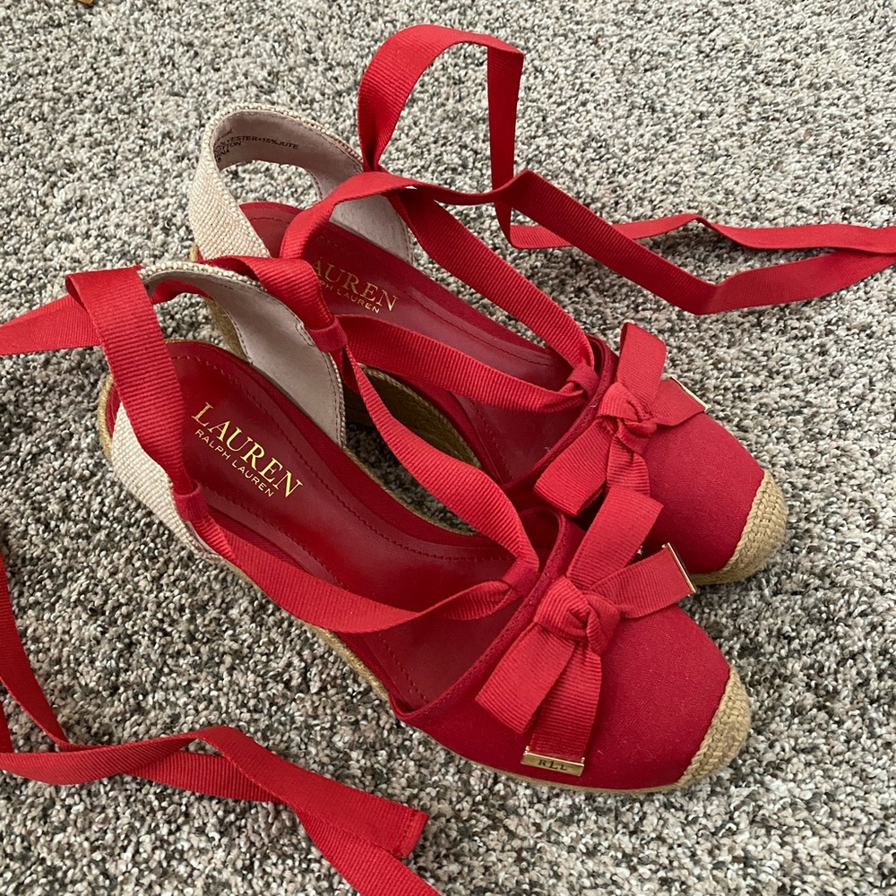 Ralph Lauren red wedges-size 8